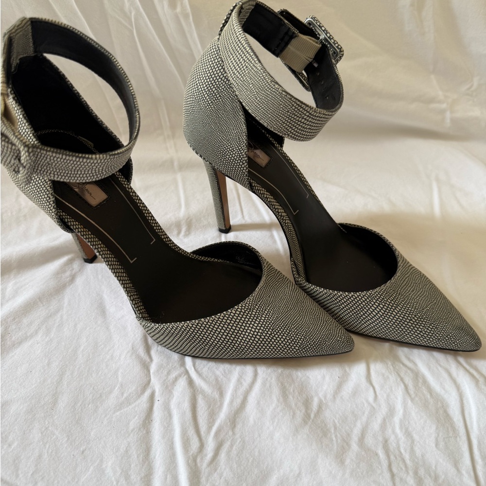 Jessica Simpson Cayna Heels in Black and White Lizard Print Size 8